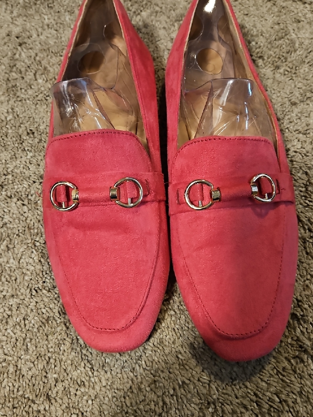 Yoki Red Suede Loafers with Gold Bit